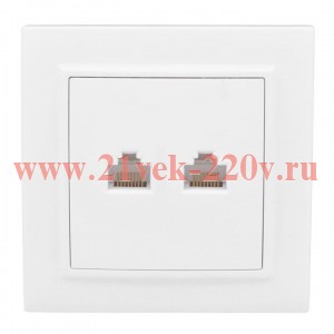 Розетка RJ-45 2-местная СП Минск белая EKF