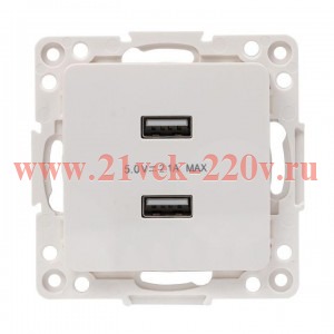 Механизм розетки USB 2-м Стокгольм 2.1А бел. PROxima EKF EYR16-028-10-2USB