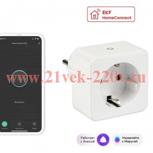 Розетка умная Wi-Fi 1-м 16А IP20 бел. HomeConnect EKF RCS-1-WF