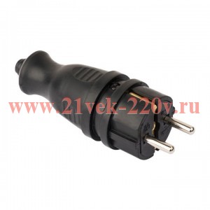 Вилка прямая PROxima 16А IP44 2P+PE 230В каучук EKF RPS-011-16-230-44-r