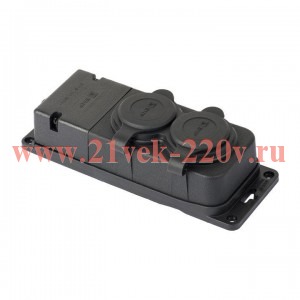 Розетка 2-м PROxima 16А IP44 2P+PE 230В с защ. крышками каучук EKF RPS-018-16-230-44-r