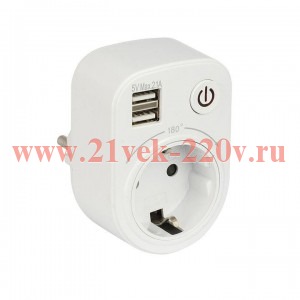 Розеточный блок SB-01 (розетка 2P+E 16А, 2 USB разъема 5V 2,1A) EKF PROxima