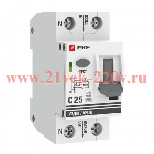 Устройство защиты от дугового пробоя 1P+N C 25А 6кА УЗДП PROxima EKF afdd-2-25C-pro