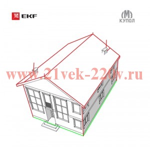 Комплект молниезащиты частного дома габ. 15х18м PROxima EKF lp-15x18