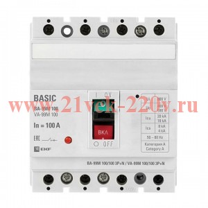 Автоматический выключатель ВА-99М 100/100А 3P+N 20кА EKF Basic