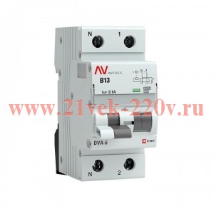 Дифференциальный автомат DVA-6 1P+N 13А (B) 100мА (A) 6кА EKF AVERES