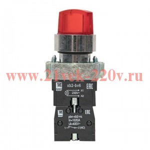 Переключатель BD33 3P с красн. подстветкой 230В NO PROxima EKF xb2-bk33-r-230