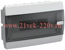 Щит встраиваемый UNION Compact ЩРВ-П-12 12м прозрачная дверь IP41 IEK