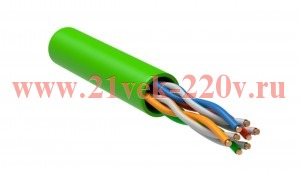 Кабель ITK витая пара U/UTP кат.5E 4x2х24AWG solid LSZH зеленый [бухта 305м]