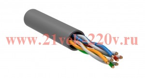 Кабель ITK витая пара U/UTP кат.5E 4x2х24AWG solid LSZH серый [бухта 305м]