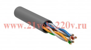 Кабель ITK витая пара U/UTP кат.5E 4х2х24AWG solid, серый [бухта 305м]