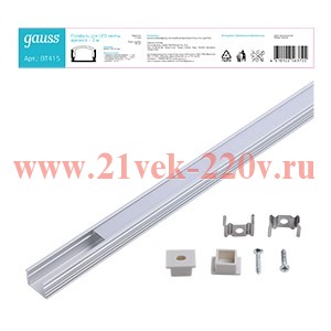 Профиль врезной для LED ленты гл. 12мм 2м Gauss BT415