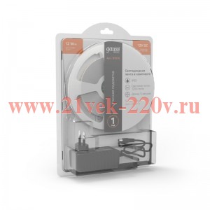 Лента светодиодная Basic 12Вт/м 12В 1200lm/м 3000К IP65 в комплекте (уп.5м) Gauss BT070