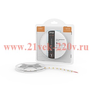 Лента светодиодная Basic 4.8Вт/м 12В 312lm/м 3000К IP20 (уп.3м) Gauss BT002