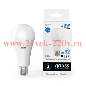 Лампа Gauss LED Elementary A70 30W 6500K E27 2390lm