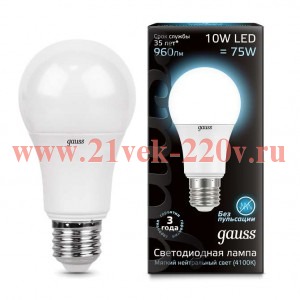 Лампа Gauss LED A60 10W 4100K E27 920lm