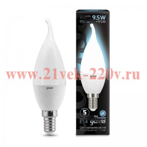 Лампа светодиодная Candle tailed E14 9.5Вт 4100К Gauss 104101210