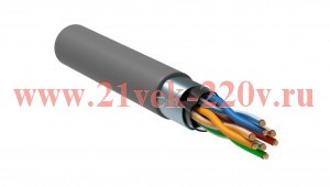 ITK Кабель связи витая пара F/UTP, кат.5E 4x2х24AWG solid, LSZH, 305м, серый