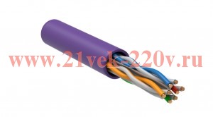 ITK Каб. в. п. U/UTP кат. 6 4х2х23AWG solid LSZH 305м фиол.