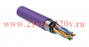 ITK Каб. в. п. F/UTP кат. 6 4х2х23AWG solid LSZH 305м фиол.