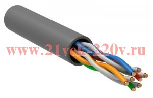 Кабель витая пара U/UTP 5E 4х2х24AWG PVC сер. (уп.305м) РФ/Т ITK LC1-C5E04-111-T-R