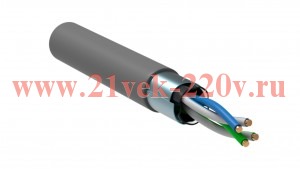 ITK Кабель связи витая пара F/UTP, кат.5E 2х2х24AWG solid, PVC, 500м, серый