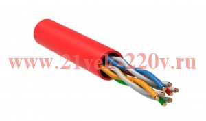 ITK Каб. в. п. U/UTP кат. 5E 4х2х24AWG solid LSZH 305м крас.