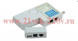 ITK Тестер для витой пары 4в1 RJ45/RJ11/BNC/USB с элем. пит.