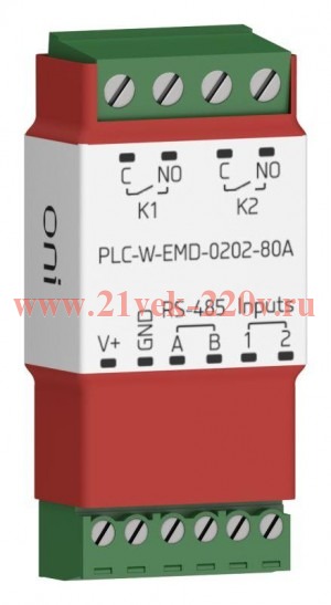 Расширение коммутирующее 2 DI 2 DO макс. п. ток 80А ПЛК W. ONI PLC-W-EMD-0202-80A