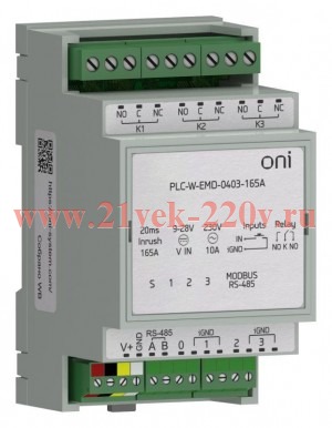 Расширение коммутирующее 4 DI 3 DO макс. п. ток 165А ПЛК W. ONI PLC-W-EMD-0403-165A