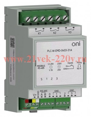 Расширение коммутирующее 4 DI 3 DO макс. п. ток 31А ПЛК W. ONI PLC-W-EMD-0403-31A