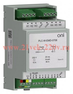 Расширение коммутирующее 7 DI 6 DO макс. п. ток 80А ПЛК W. ONI PLC-W-EMD-0706