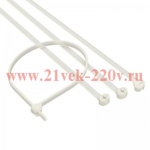 Хомут кабельный 4.5х200 P6.6 с двойным замком бел. (уп.100шт) DKC 21215SR