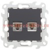 Розетка компьютерная 2хRJ45 кат 5е UTP Simon 24 Harmonie, графит