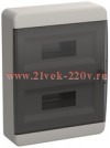 Щит накладной пластиковый ЩРН-П-24 TEKFOR 24м белый черная прозрачная дверь IP41 IEK (01-01-041)