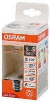 Лампа филаментная Osram LED STAR CL A60 5W/840 CL E27 230V